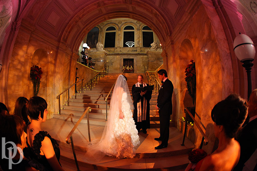 Boston Public Library Wedding Staircase Ceremony © Brian Phillips Photography
